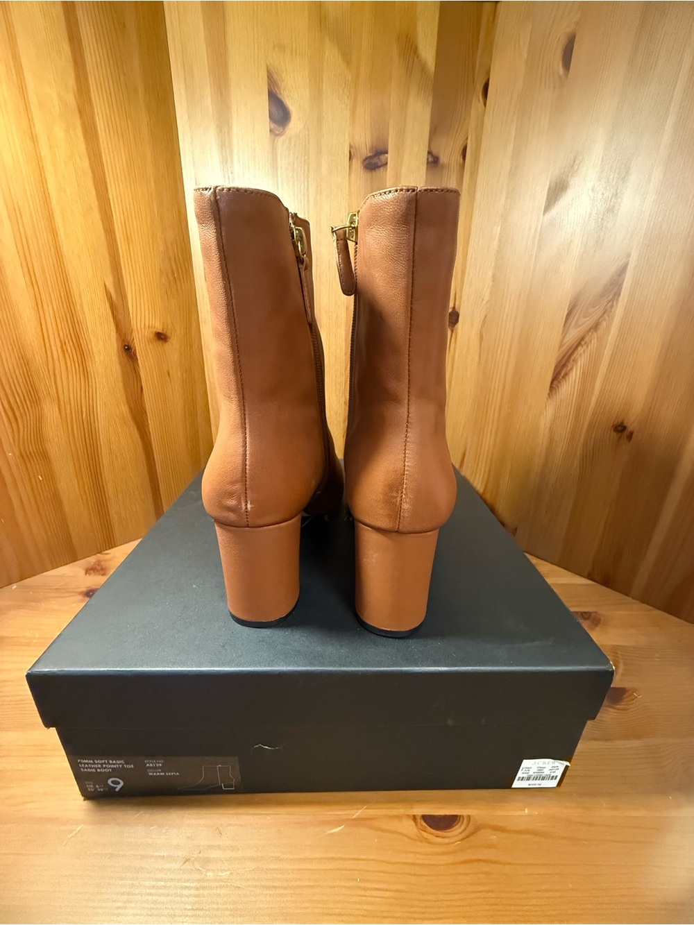 J.Crew Sadie Leather Pointed Toe Ankle Boots Warm Sepia Brown Size 9 AB129 - Picture 4 of 7